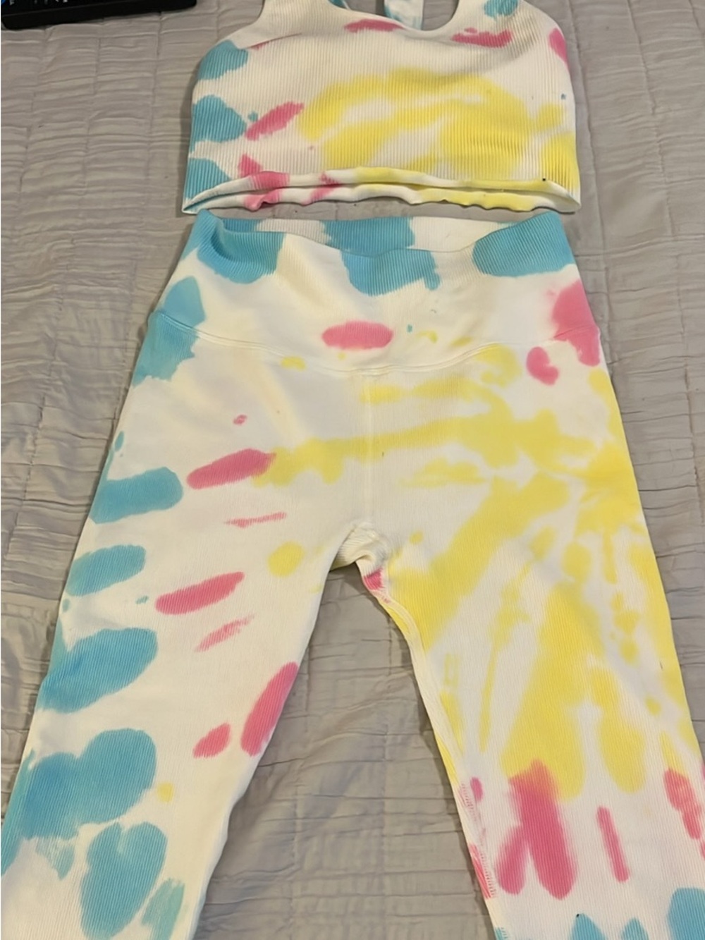 Spiritual Gangster Tie-Dye Ribbed Tank and Legging Set - Pastel colors